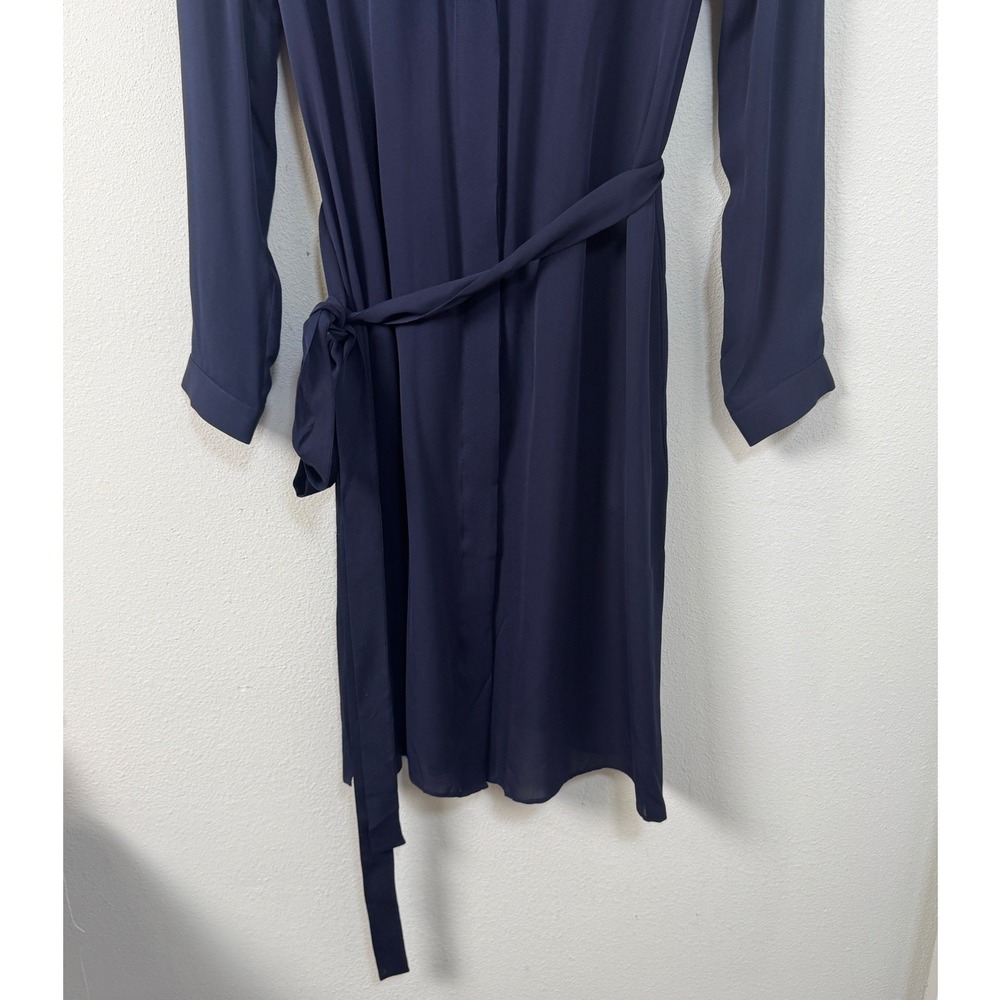 AYR The Silk Trench Dress Deep Marine Navy Blue 100% Silk Midi Size L - Picture 6 of 12
